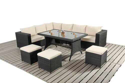 RATTAN GARDEN FURNITURE SOFA DINING TABLE SET CONSERVATORY OUTDOOR PATIO SET