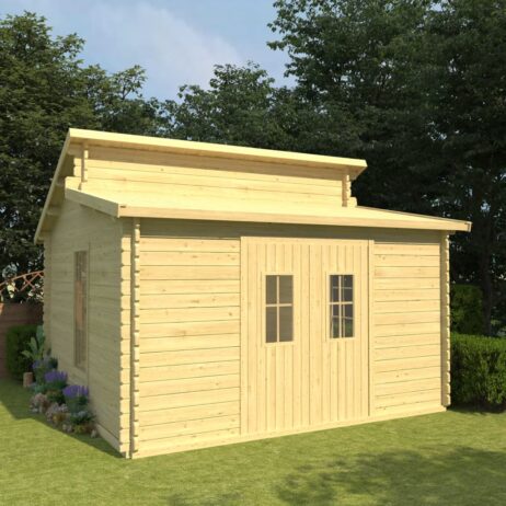 VidaXL Solid Pinewood Log Cabin 44 mm Garden Firewood House Tool Storage Shed