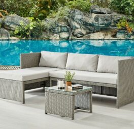 Rattan Garden Furniture Sofa Set Grey Black Brown Patio Outdoor Corner Lounge