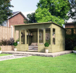 12 x 8 Pressure Treated Verano Wooden Garden Summerhouse with T&G Sunroom
