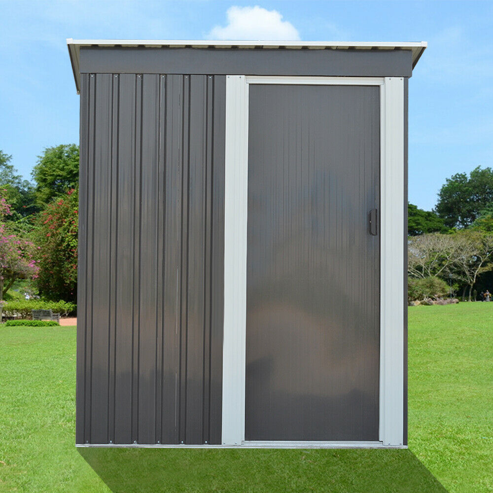 Grey Metal Garden Shed 3FT X 5FT Pent Roof Outdoor Tools Store Storage BRAND NEW
