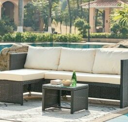 Rattan Garden Furniture Corner Sofa Set Grey Brown Black Patio Outdoor Lounge