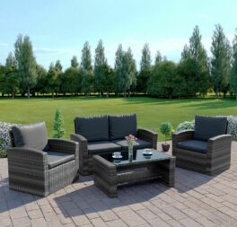 Rattan Garden Sofa Furniture Set Patio 4 Seater Armchairs Table