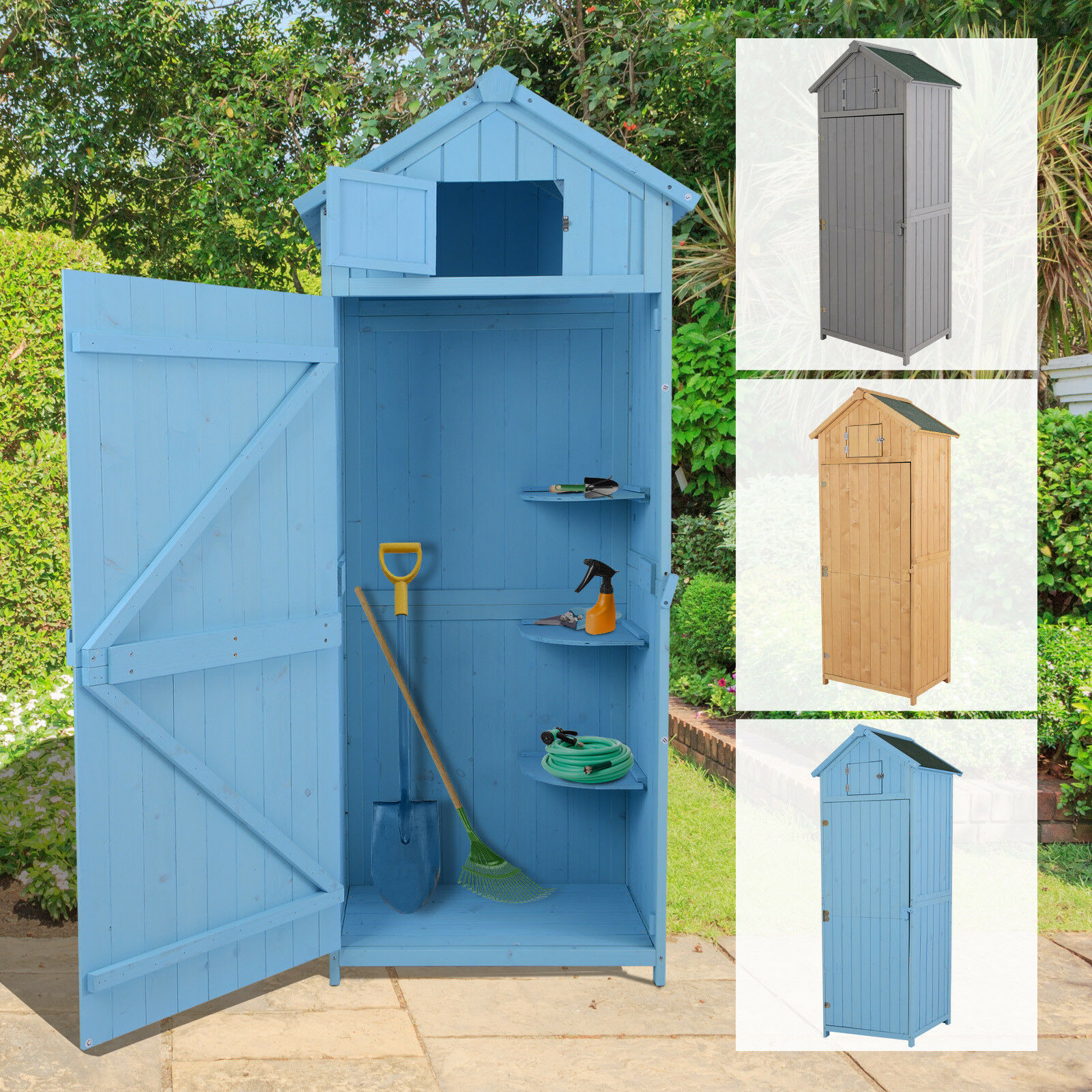 Garden Shed Storage House Tool Room Spire Roof w/ Window Pine,Cedarwood