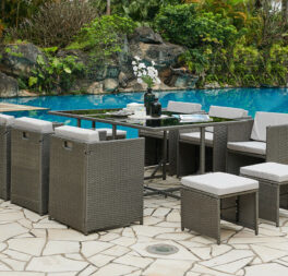 Rattan Garden Furniture Outdoor 11 Piece Cube Set Conservatory Patio Dining
