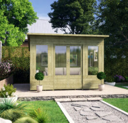 10 x 8 Pressure Treated Verano Wooden Garden Summerhouse with T&G Sunroom