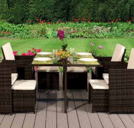CUBE RATTAN GARDEN FURNITURE SET CHAIRS SOFA TABLE OUTDOOR PATIO WICKER 8 SEATER