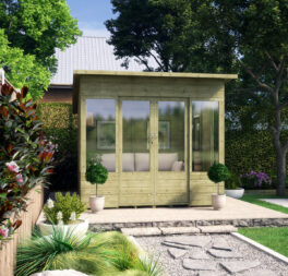 8 x 8 Pressure Treated Verano Wooden Garden Summerhouse with T&G Sunroom
