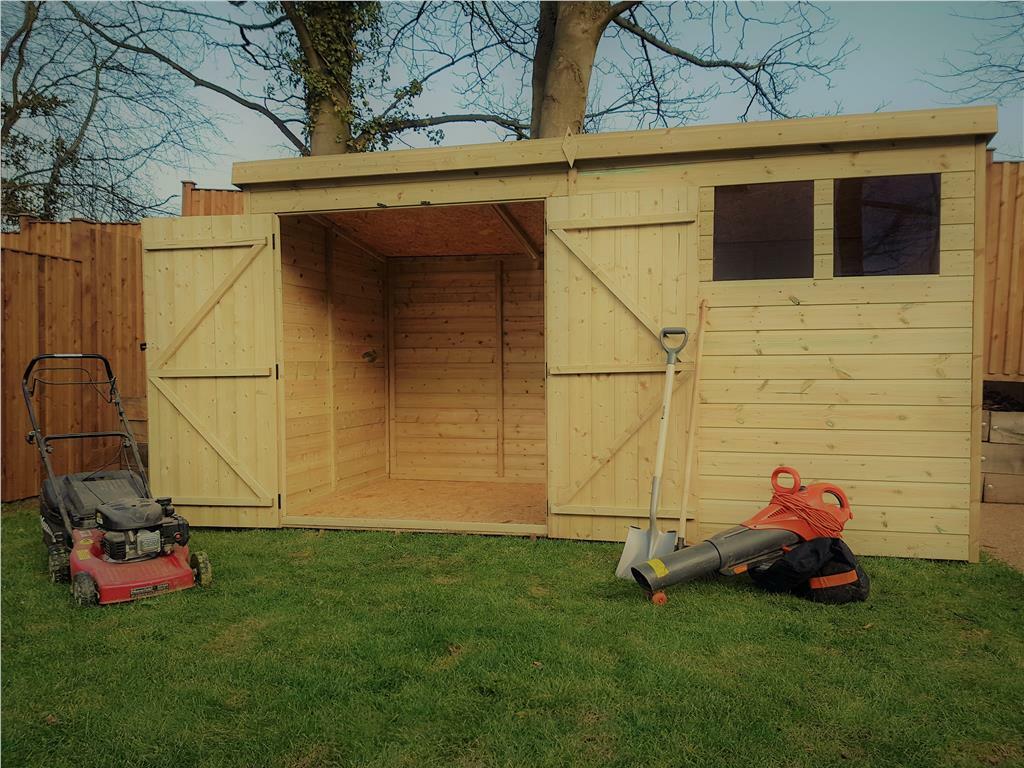 0WOODEN GARDEN SHED 10X5 12X5 14X5 PRESSURE TREATED TONGUE AND GROOVE PENT SHED