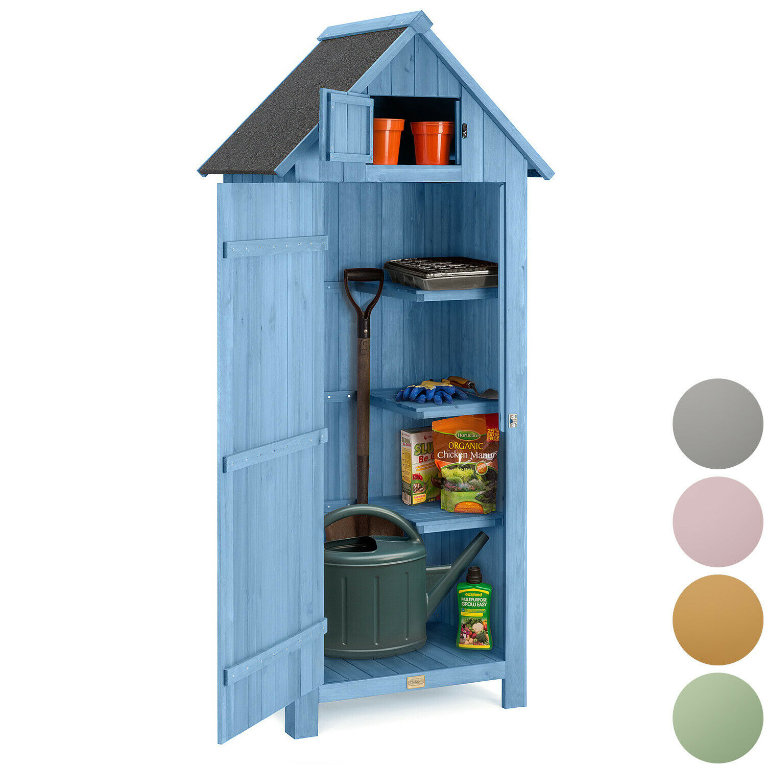 Small Garden Shed Slim Compact Wooden Outdoor Storage Lockable Door 6ft