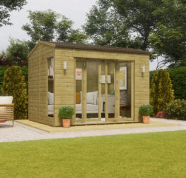 10x8 Pressure Treated Cannes Wooden Garden Summerhouse Sunroom With French Door