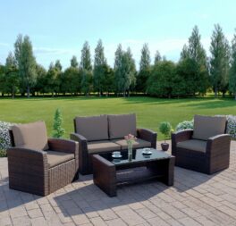 Rattan Garden Furniture Conservatory Sofa Set 4 Seat Armchair Table