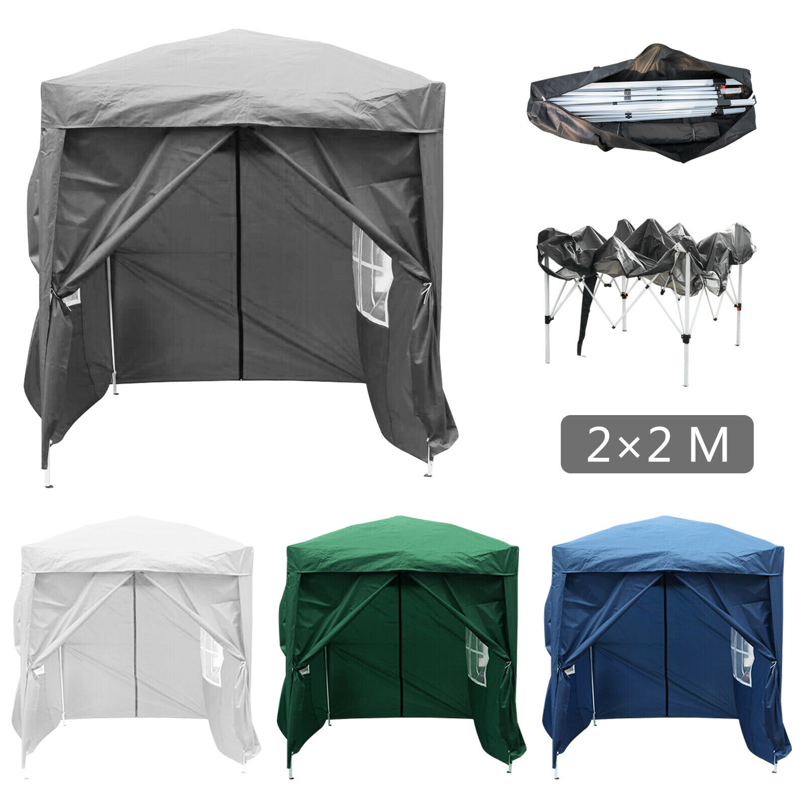 2x2m Pop Up Gazebo Waterproof Marquee Canopy Outdoor Garden Party Wedding Tent