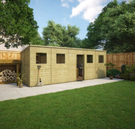Pent Windowed Wooden Garden Shed Tongue & Groove Shiplap Cladding Central Door