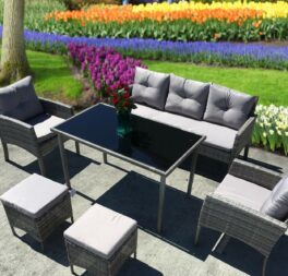 NEW RATTAN GARDEN WICKER OUTDOOR CONSERVATORY SOFA FURNITURE SET CUBE DINING SET