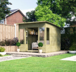 8 x 8 Pressure Treated Verano Wooden Garden Summerhouse Curved Roof - OSB Floor