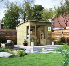 Pressure Treated Curved Roof Verano Fixed Windows Garden Summerhouse 8x8 10x8