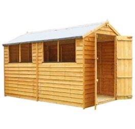 10x6 Overlap Wooden Garden Shed Windows Double Door Apex Roof Felt FREE DELIVERY