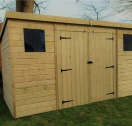WOODEN GARDEN SHED 10X4 12X4 14X4  PRESSURE TREATED TONGUE AND GROOVE PENT SHED