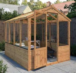 8x6 GREENHOUSE GARDEN SHED TIMBER WOODEN POTTING SHEDS APEX WOODEN WINDOWS 6FT