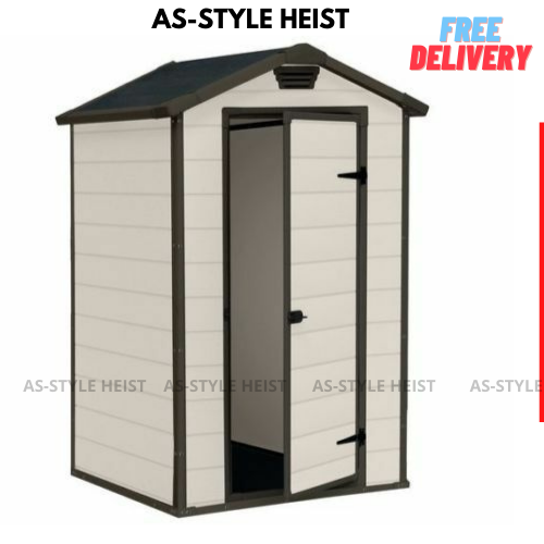 Keter Manor Shed 4 x 3 ft Plastic Garden Shed Cream Beige Brown Lockable