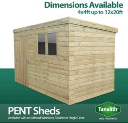 Total Sheds Pent Pressure Treated Tanalised Garden Wooden Shed Delivery Only
