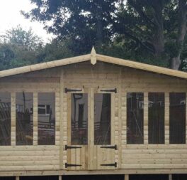 20X10 SUMMERHOUSE+ 2FT CANOPY TANALISED  ,19MM LOG 3X2 CLS FRAME 19MM T/G  FLOOR