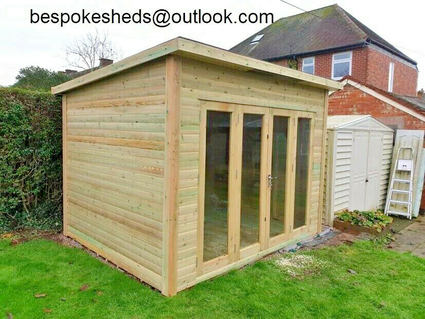 Pent SummerHouse Shed Garden Office High Quality Bi Folding Doors Summer House