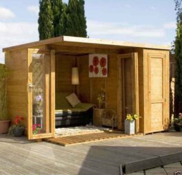 12ft x 8ft GARDEN SUN ROOM OFFICE BI-FOLDING DOORS SUMMERHOUSE SIDE STORE SHED