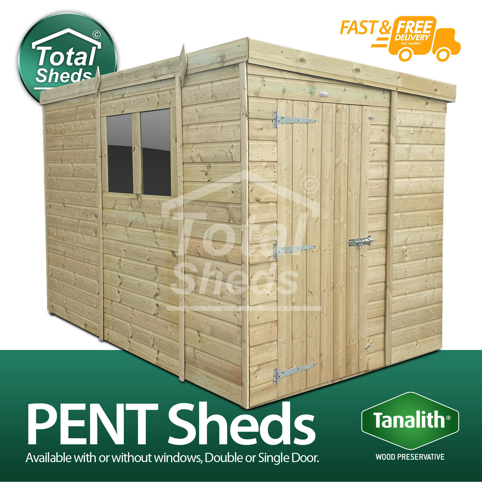 Total Sheds Pent Super Fast & Free Top Quality Pressure Treated Tanalised Shed