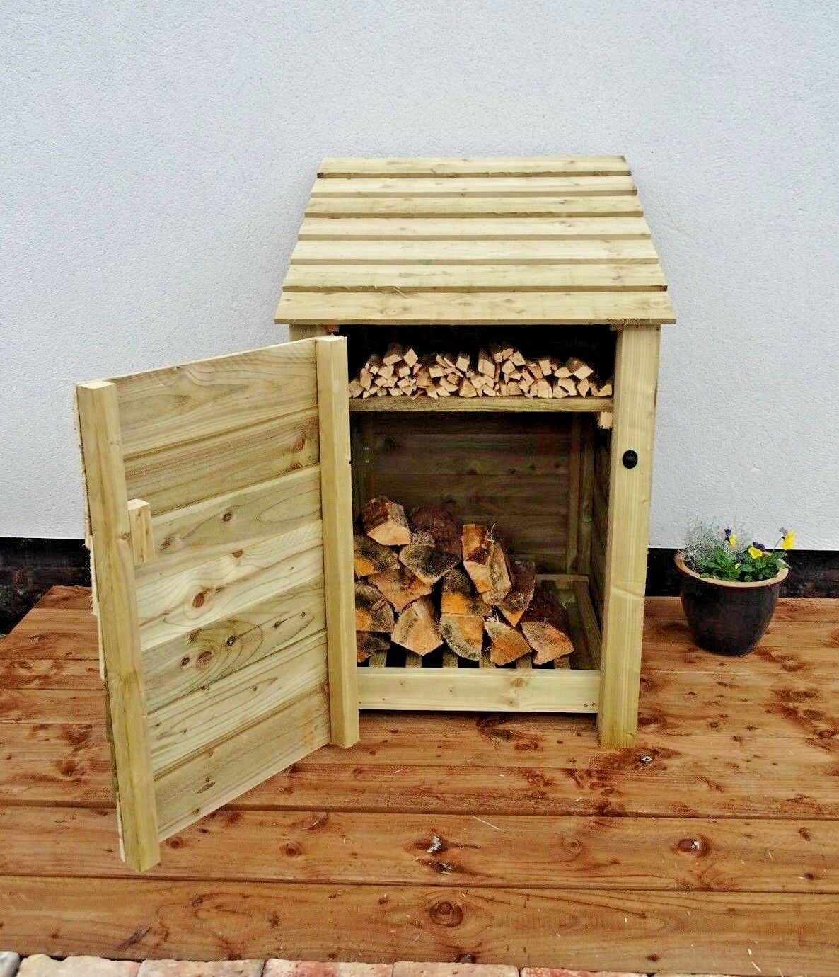 Wooden Outdoor Log Store, Fire Wood Storage Shed W-790mm x H-1260mm x D-810mm