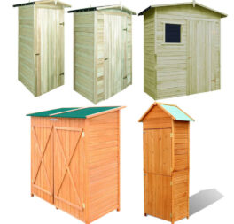 Garden Storage Tool Shed Solid Pinewood Wooden with Door Lawn Mower Cabinet
