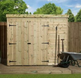 GARDEN SHED 7X5 SHIPLAP PENT SHED PRESSURE TREATED TANALISED DOUBLE DOOR LEFT