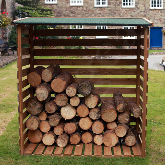 Wooden Log Store Wood Firewood Outdoor Garden Storage Logs Shed