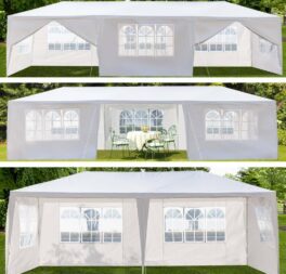 3X6M 3X9M Garden Gazebo Marquee Canopy Party Tent Canopy Patio White w/Sidewall
