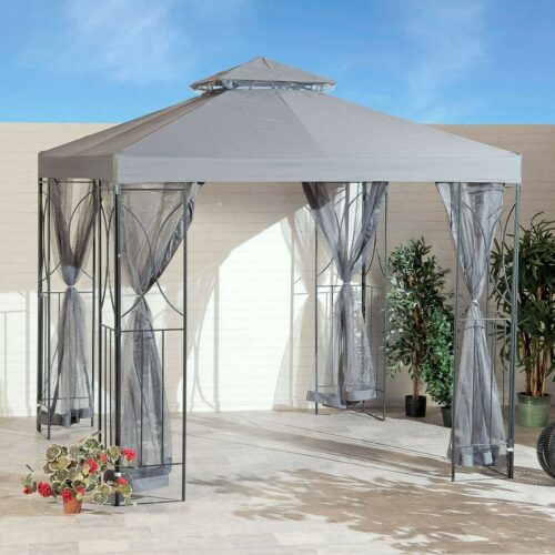 Grey 2.5m Garden Gazebo Polenza Party Tent Patio Shade Outdoor Sun