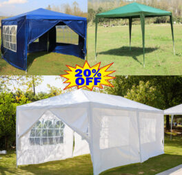 3X3m 3X4m 3X6m Gazebo Garden Marquee Party Tent with Sides Wall Wedding Canopy