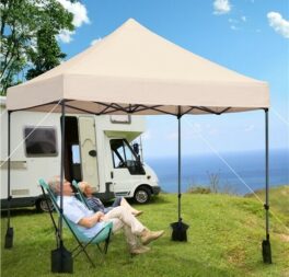 3x3m Heavy Duty Pop-up Gazebo Waterproof Garden Canopy Tent for Party Beige