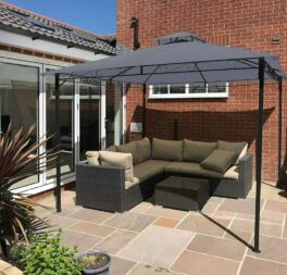 Garden Gazebo Grey Party Shelter Malaga Patio Shade Outdoor Sun Canopy 3m x 3m