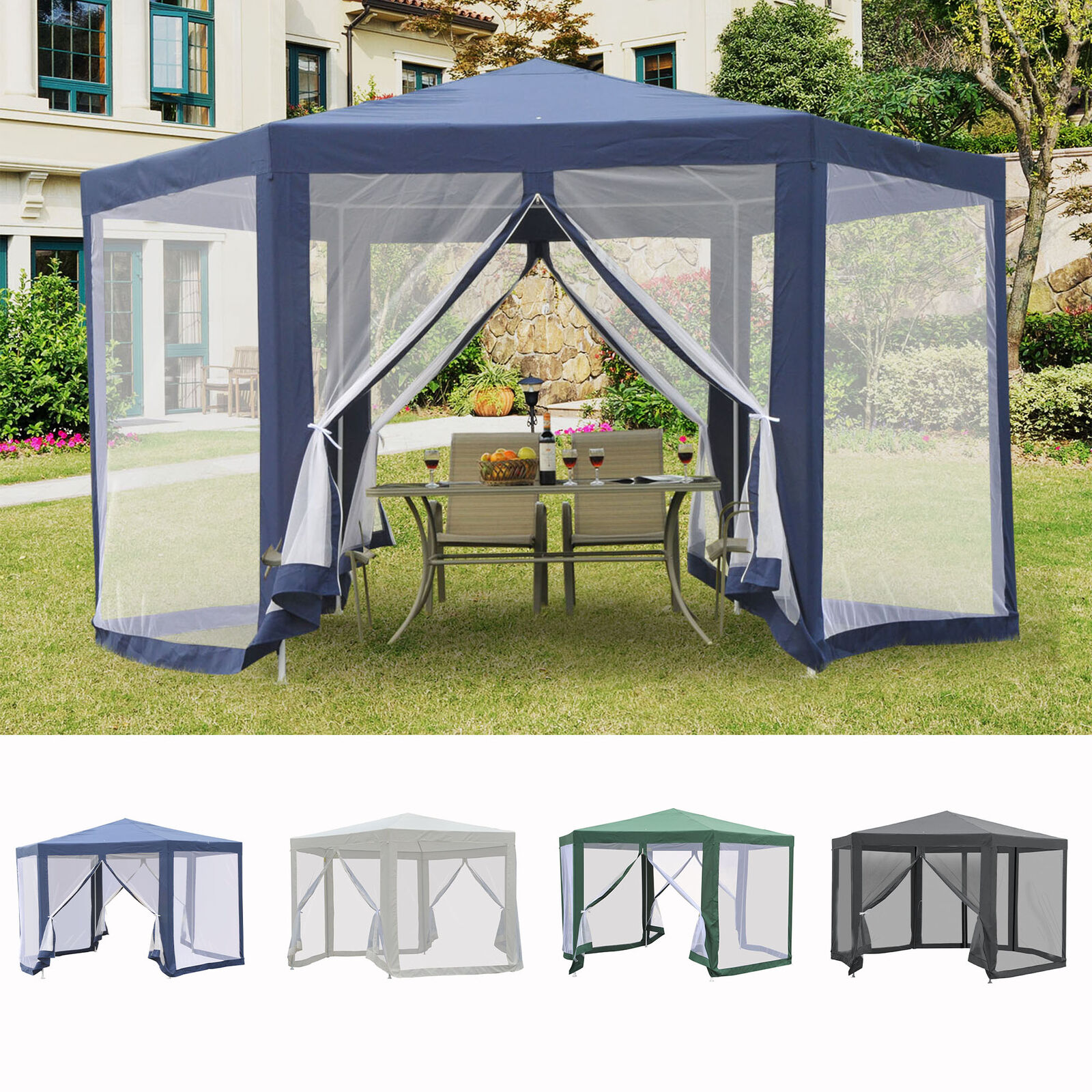 Hexagonal Metal Netting Gazebo Patio Outdoor Canopy Party Activity Event Marquee
