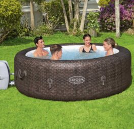 BestWay Lazy Spa Lay-Z-Spa Rattan Effect St.Moritz AirJet Inflatable Hot Tub