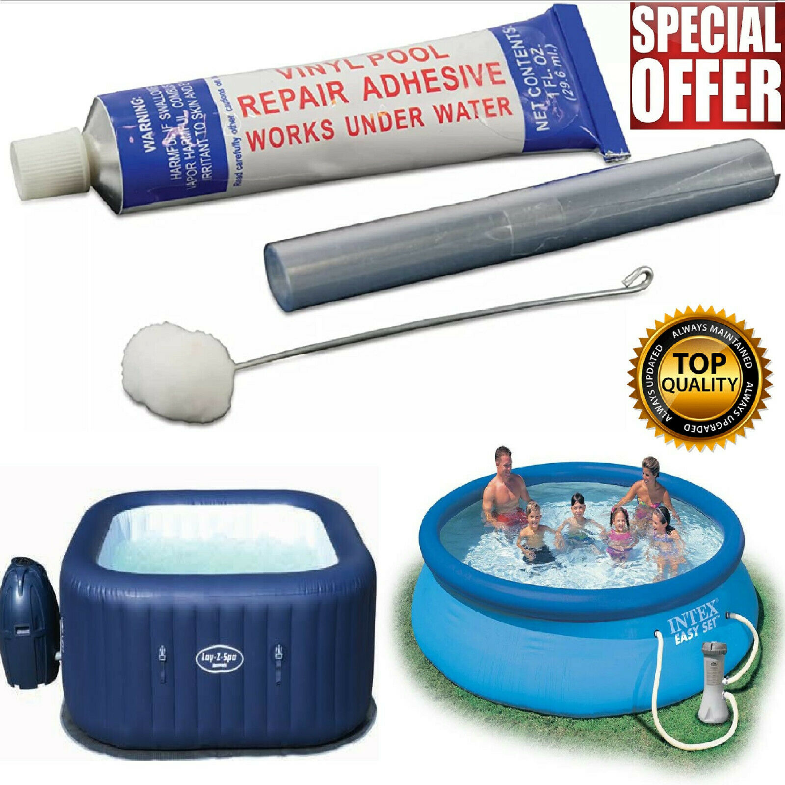 Inflatable Spa & Hot Tub Vinyl Repair Kit Swimming Pool Summer Houses