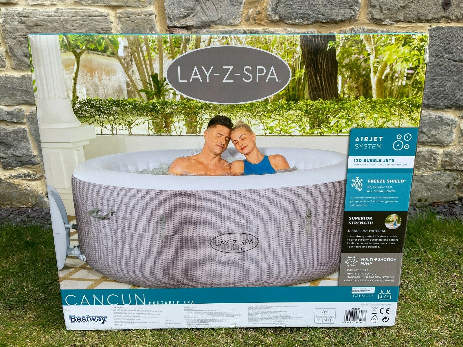 Lay Z Spa Cancun 4 Person Hot Tub - 2021 Model - Freeze Shield - Rattan - NEW