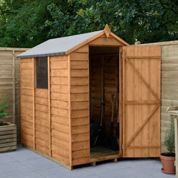 Forest Garden 6x4 Apex Dip treated Overlap Wooden Shed with floor