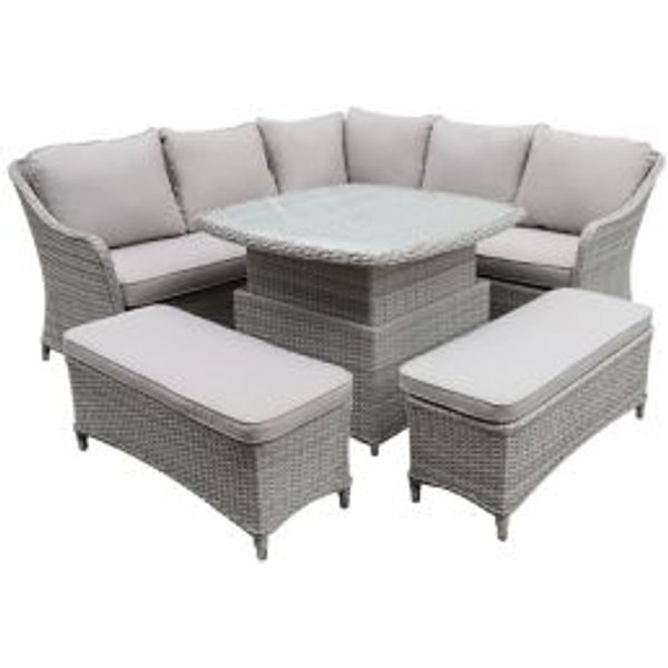 DINING COFFEESET RATTAN CORNER 6SEAT 2/2