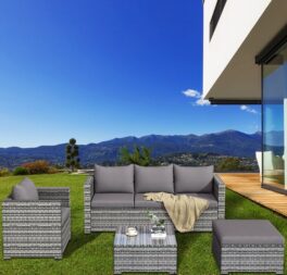 6 Seater Rattan Sofa Set Patio Conversation Set Furniture