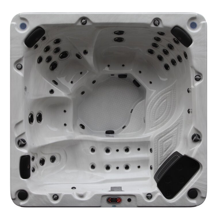 Canadian Spa Co 7 - Person 60 - Jet Acrylic Square Hot Tub with Ozonator and Built-In Speaker in Chocolate