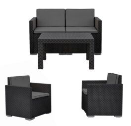 Egidio 4 Seater Rattan Effect Conversation Set