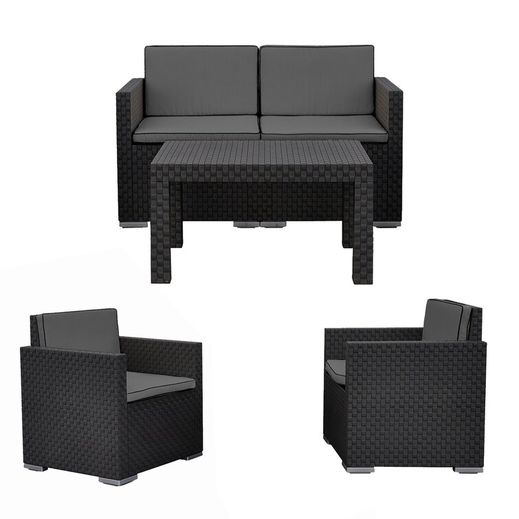 Egidio 4 Seater Rattan Effect Conversation Set