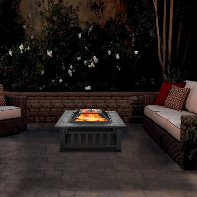 Carole 36Cm H x 81Cm W Steel Charcoal Outdoor Fire Pit with Lid
